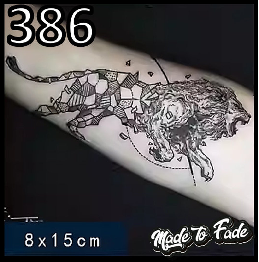 Semi permanent Tattoo Geometric Lion Tattoo Jagua Tattoo Men Women 