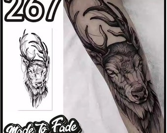 Tatouage semi-permanent | Tatouage au bras de cerf | Faux tatouage | Idée cadeau des Fêtes | Tatouage temporaire | Henné Jagua | petit tatouage | Tatouage animal