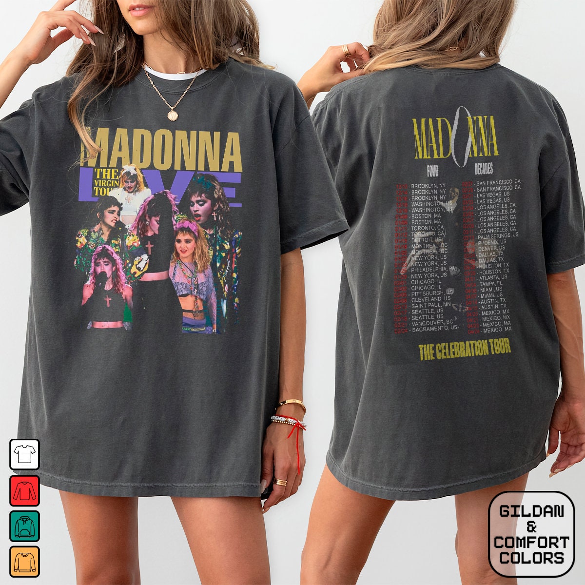 Madonna The Celebration Tour Four Decades Music Tour 2024 Two-Sided Sweatshirt