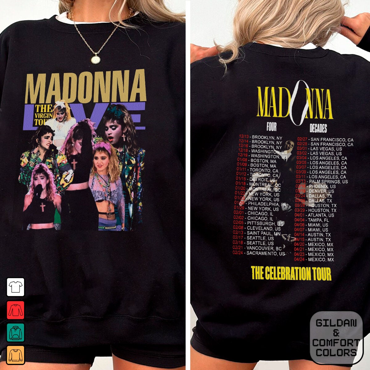 Madonna The Celebration Tour Four Decades Music Tour 2024 Two-Sided Sweatshirt