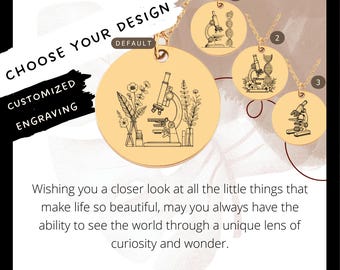 Custom Microscope Necklace • Engraved Microscope Coin Charm • Scientist Gift• Researcher Gift• Microscope Coin Necklace•