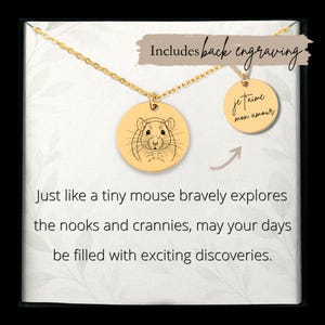 Custom Mouse Necklace • Engraved Rat Charm • Mouse Lover Gift• Engraved Mouse Pendant• Mouse Coin Necklace•
