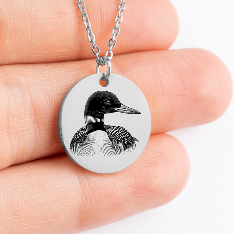 Halskette mit Gravur Loon • Personalisierter Münzanhänger, Geschenk für Loon-Liebhaber Bild 6