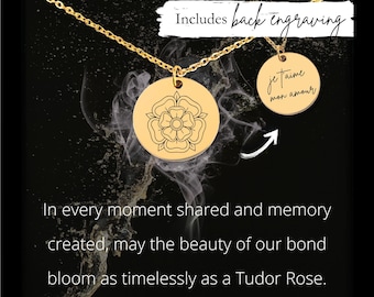Engraved Tudor Rose Necklace • Custom Stainless Steel Pendant