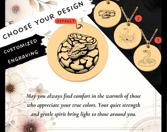 Custom Engraved Ball Python Necklace • Stainless Steel Coin Charm