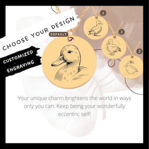 Custom Call Duck Necklace • Engraved Duck Coin Charm • Call Duck Lover Gift • Personalized Call Duck Pendant • Call Duck Coin Necklace •