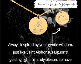 Custom Saint Alphonsus Liguori Necklace • Personalized Engraved Jewelry