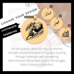Custom Sisyphus Necklace • Engraved Sisyphus Coin Charm • Greek Mythology Gift• Engraved Sisyphus Pendant• Sisyphus Coin Necklace•