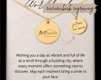 Custom Engraved Wellington Skyline Necklace • Personalized Travel Gift