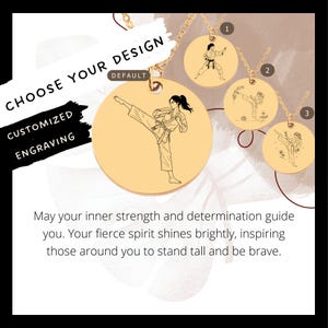 Custom Female Karate Necklace • Engraved Karate Coin Charm • Karate Gift• Engraved Martial Arts Pendant• Karate Coin Necklace•