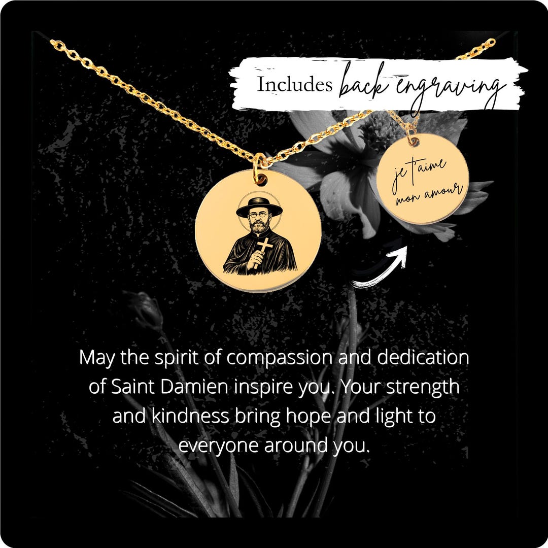 Custom Saint Damien of Molokai Necklace • Personalized Engraved Patron ...