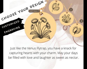 Op maat gegraveerde Venus Flytrap-muntketting • Roestvrijstalen hanger