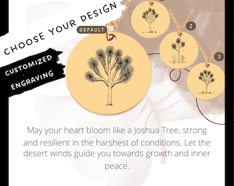 Custom Joshua Tree Necklace • Engraved Joshua Tree Coin Charm • Desert Lover Gift• Travel Gift• Joshua Tree Coin Necklace•