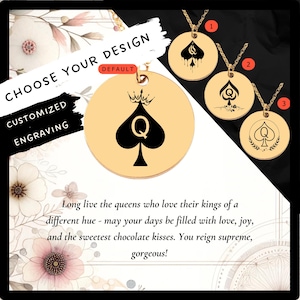 Custom Queen of Spades Necklace • Engraved QOS Coin Charm • Swinger Lifestyle Gift • Personalized Queen of Spades BBC Pendant •