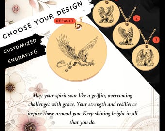 Custom Engraved Griffin Coin Necklace • Stainless Steel Mythology Pendant