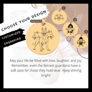 Custom Cerberus Necklace • Engraved Cerberus Dog Coin Charm • Greek Mythology Gift• Engraved Cerberus Pendant• Cerberus Coin Necklace•
