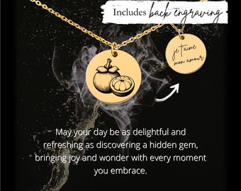 Custom Engraved Mangosteen Necklace • Stainless Steel Fruit Charm
