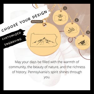 Collier Pennsylvanie personnalisé • Breloque État de Pennsylvanie gravée • Cadeau Pennsylvanie • Pendentif contour Pennsylvanie personnalisé • Bijoux carte
