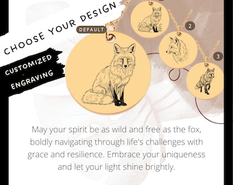 Custom Engraved Fox Necklace • Stainless Steel Pendant, Fox Lover Gift