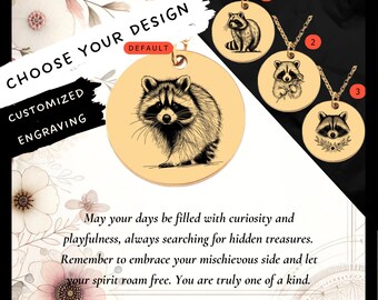 Custom Engraved Raccoon Necklace • Stainless Steel Raccoon Charm