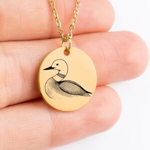 Halskette mit Gravur Loon • Personalisierter Münzanhänger, Geschenk für Loon-Liebhaber Bild 5