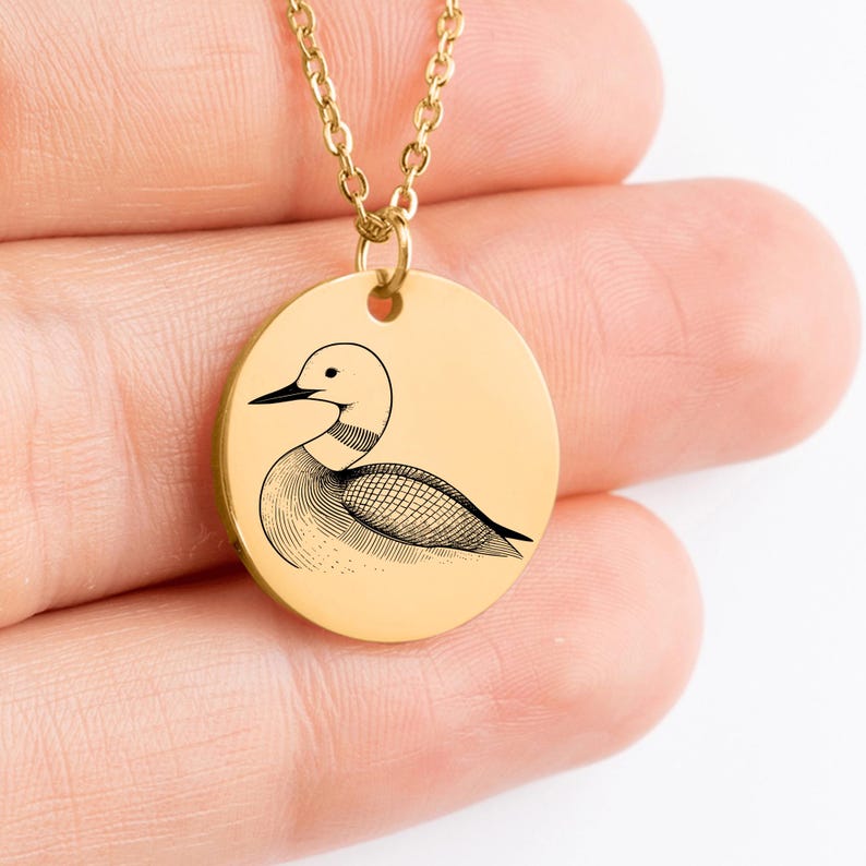 Halskette mit Gravur Loon • Personalisierter Münzanhänger, Geschenk für Loon-Liebhaber Bild 5