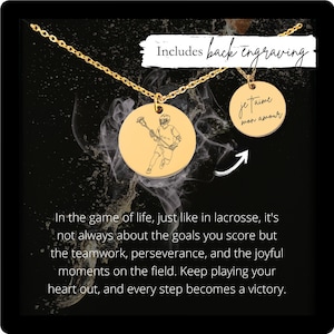 Custom Lacrosse Necklace • Engraved Lacrosse Player Charm • Lacrosse Team Gift• Engraved Lacrosse Pendant• Lacrosse Coin Necklace•