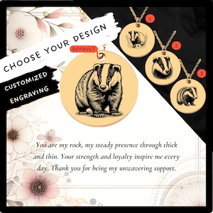 Custom Badger Necklace • Badger Coin Charm • Badger Lover Gift• Badger Pendant• Badger Coin Necklace•