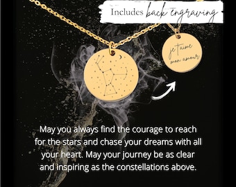 Op maat gegraveerde Orion-sterrenbeeldketting • Roestvrijstalen astrologiecadeau