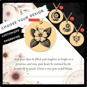 Custom Engraved Primrose Necklace • February Birth Flower image 1