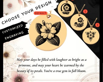 Custom Engraved Primrose Necklace • February Birth Flower