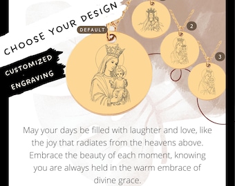Custom Engraved Our Lady of Mount Carmel Stainless Steel Necklace