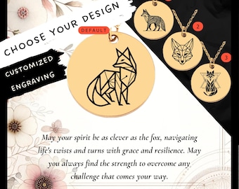 Custom Geometric Fox Necklace • Engraved Stainless Steel Charm