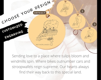 Custom Engraved Netherlands Outline Necklace • Holland Map Pendant