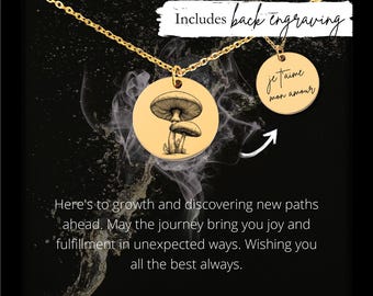 Custom Engraved Mushroom Necklace • Stainless Steel Pendant