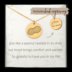 Custom Peanut Necklace • Engraved Nut Coin Charm • Peanut Lover Gift• Engraved Peanut Pendant• Food Jewelry •
