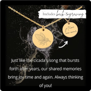 Custom Cicada Necklace • Engraved Insect Coin Charm • Cicada Gift• Engraved Cicada Pendant• Cicada Coin Necklace•