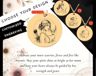 Custom Artemis Necklace • Artemis Coin Charm • Greek Mythology Lover Gift• Artemis Pendant• Artemis Coin Necklace•