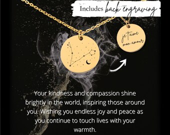 Custom Engraved Pisces Necklace • Stainless Steel Constellation Pendant
