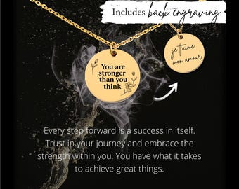 Personalisierte Halskette mit Gravur You are Stronger than You Think • Inspirierender Spruch, Geschenk zur Selbstliebe