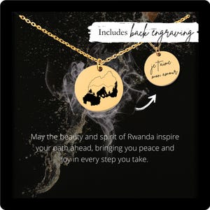Collier Rwanda personnalisé • Breloque pièce gravée contour du Rwanda • Cadeau pour amoureux du Rwanda • Pendentif carte personnalisé du Rwanda • Bijoux africains •