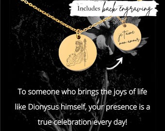 Custom Engraved Dionysus Necklace • Bacchus Pendant, Personalized Gift