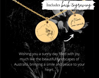 Custom Engraved Australia Outline Necklace • Stainless Steel Coin Charm