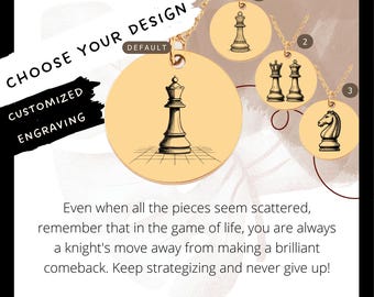 Custom Engraved Chess Charm Necklace • Stainless Steel Pendant