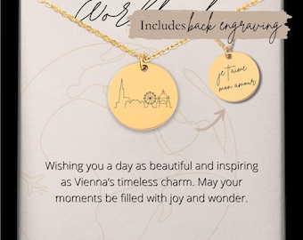 Custom Engraved Vienna Skyline Necklace • Personalized Travel Gift