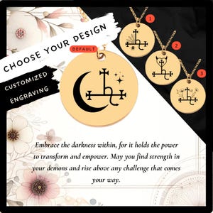 Aangepaste Sigil of Lilith-ketting • Gegraveerde godin Lilith-muntbedel • Lilith-liefhebbercadeau• Gegraveerde zegel van Lilith-hanger • Heksensieraden •
