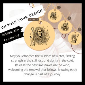Custom Cailleach Necklace • Engraved Godess Of Winter Coin Charm • Celtic Mythology Gift• Engraved Cailleach Goddess Pendant•