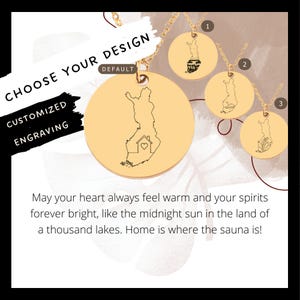 Custom Finland Necklace • Engraved Finland Outline Coin Charm • Finland Gift• Engraved Finland Map Pendant• Finland Coin Necklace•