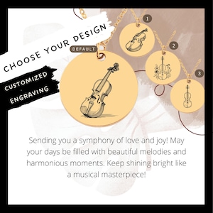 Benutzerdefinierte Geige Halskette • Gravierte Geige Münzanhänger • Musik-Liebhaber-Geschenk • Personalisierter Instrumenten-Anhänger • Musik-Halskette • Musik-Schmuck