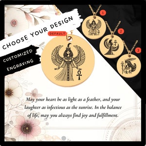 Custom Ma&#39;at Necklace • Engraved Maat Charm • Egyptian Mythology Gift• Engraved Goddess Of Justice Pendant•